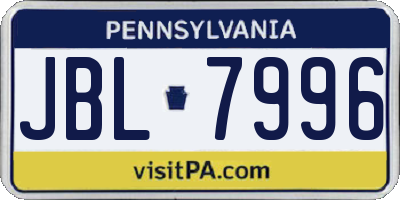 PA license plate JBL7996