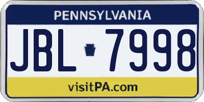 PA license plate JBL7998