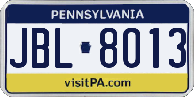 PA license plate JBL8013