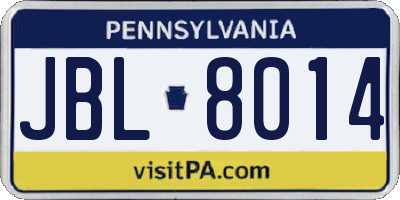 PA license plate JBL8014