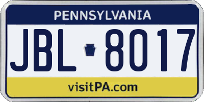 PA license plate JBL8017