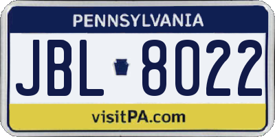 PA license plate JBL8022
