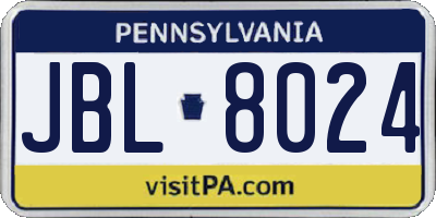 PA license plate JBL8024