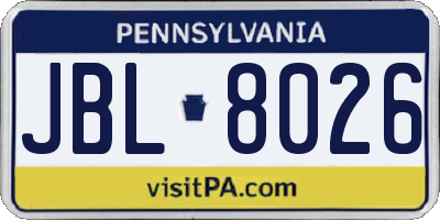 PA license plate JBL8026