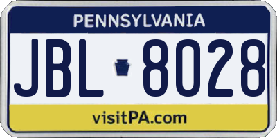 PA license plate JBL8028