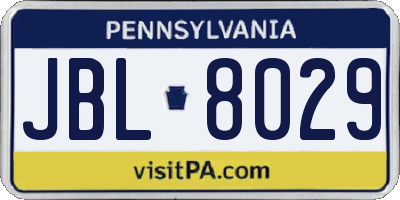 PA license plate JBL8029