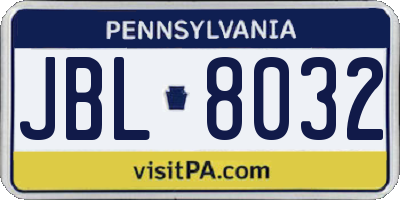 PA license plate JBL8032
