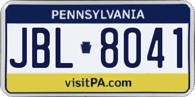 PA license plate JBL8041