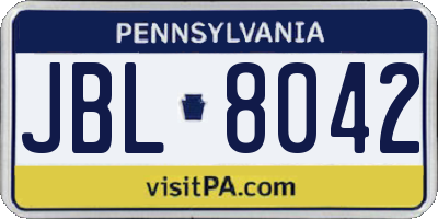 PA license plate JBL8042