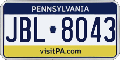 PA license plate JBL8043