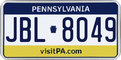 PA license plate JBL8049