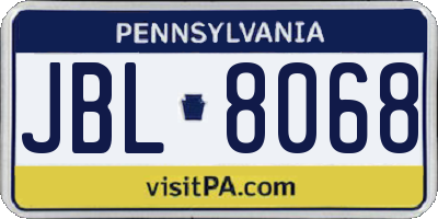 PA license plate JBL8068
