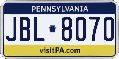 PA license plate JBL8070