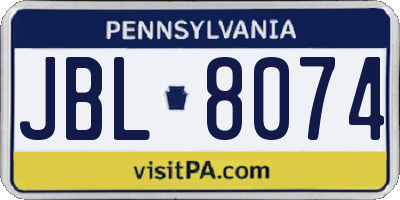 PA license plate JBL8074