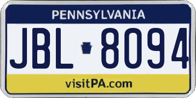 PA license plate JBL8094
