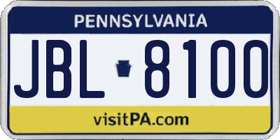 PA license plate JBL8100