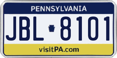 PA license plate JBL8101
