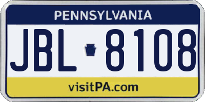 PA license plate JBL8108