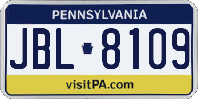 PA license plate JBL8109