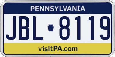 PA license plate JBL8119