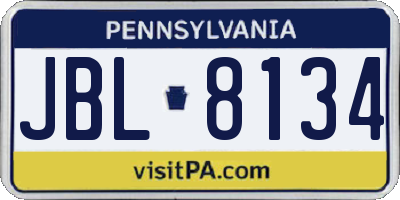 PA license plate JBL8134