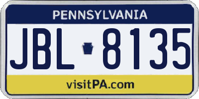 PA license plate JBL8135