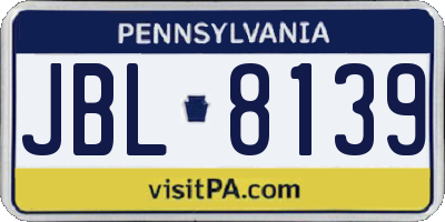 PA license plate JBL8139