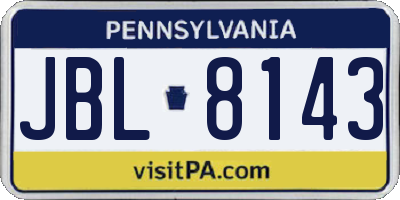 PA license plate JBL8143