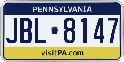 PA license plate JBL8147