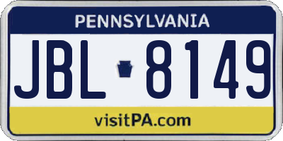 PA license plate JBL8149