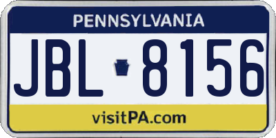 PA license plate JBL8156