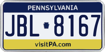 PA license plate JBL8167