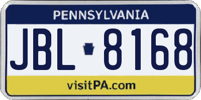 PA license plate JBL8168