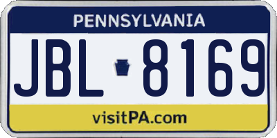 PA license plate JBL8169