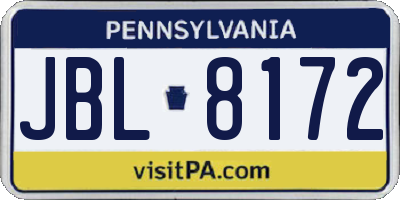 PA license plate JBL8172