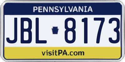 PA license plate JBL8173