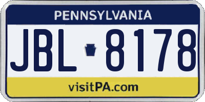 PA license plate JBL8178