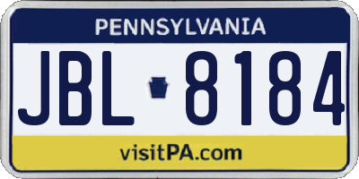 PA license plate JBL8184