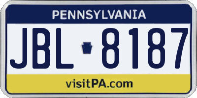 PA license plate JBL8187