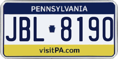 PA license plate JBL8190