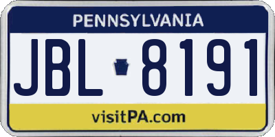 PA license plate JBL8191