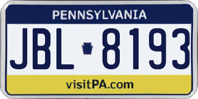 PA license plate JBL8193