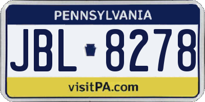 PA license plate JBL8278