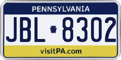 PA license plate JBL8302