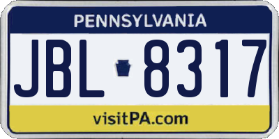PA license plate JBL8317