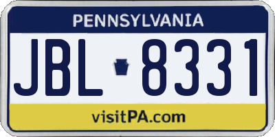 PA license plate JBL8331