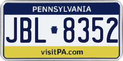 PA license plate JBL8352