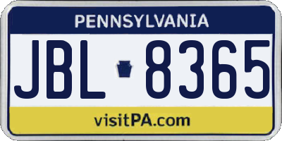 PA license plate JBL8365