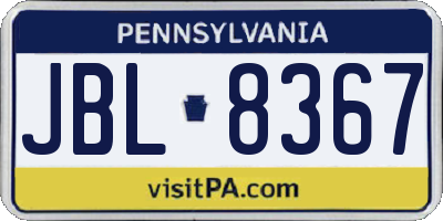PA license plate JBL8367
