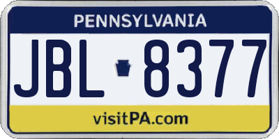 PA license plate JBL8377